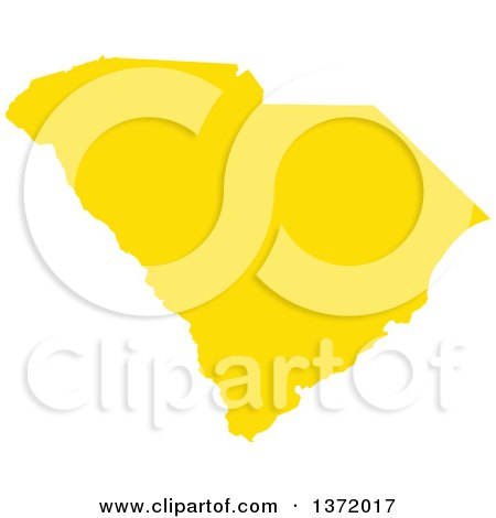 Clipart of a Yellow Silhouetted Map Shape of the State of South Carolina, United States - Royalty Free Vector Illustration by Jamers