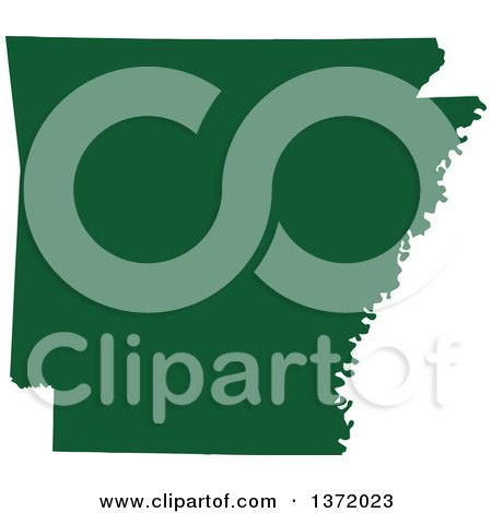 Clipart of a Dark Green Silhouetted Map Shape of the State of Arkansas, United States - Royalty Free Vector Illustration by Jamers