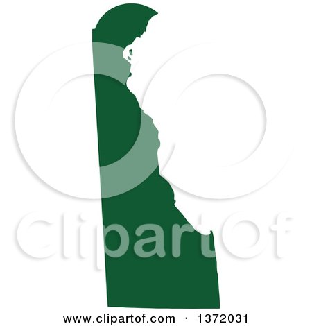 Clipart of a Dark Green Silhouetted Map Shape of the State of Delaware, United States - Royalty Free Vector Illustration by Jamers