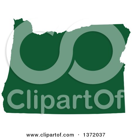 Clipart of a Dark Green Silhouetted Map Shape of the State of Oregon, United States - Royalty Free Vector Illustration by Jamers