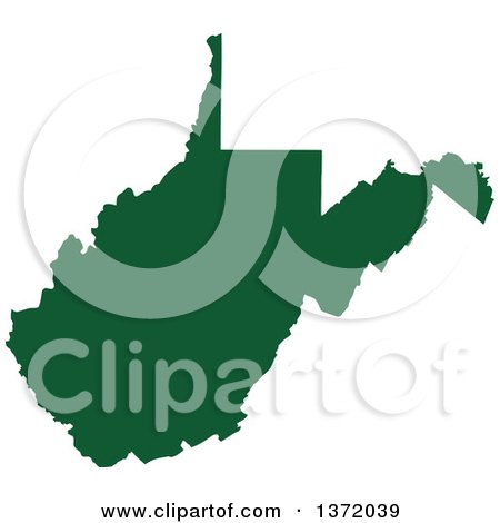 Clipart of a Dark Green Silhouetted Map Shape of the State of West Virginia, United States - Royalty Free Vector Illustration by Jamers