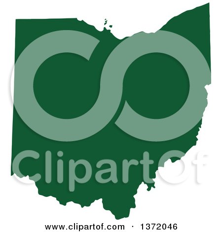 Clipart of a Dark Green Silhouetted Map Shape of the State of Ohio, United States - Royalty Free Vector Illustration by Jamers