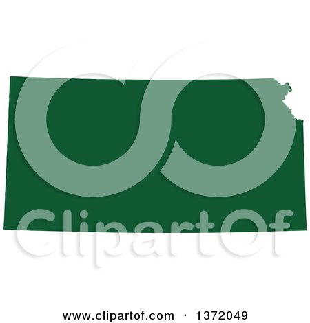 Clipart of a Dark Green Silhouetted Map Shape of the State of Kansas, United States - Royalty Free Vector Illustration by Jamers