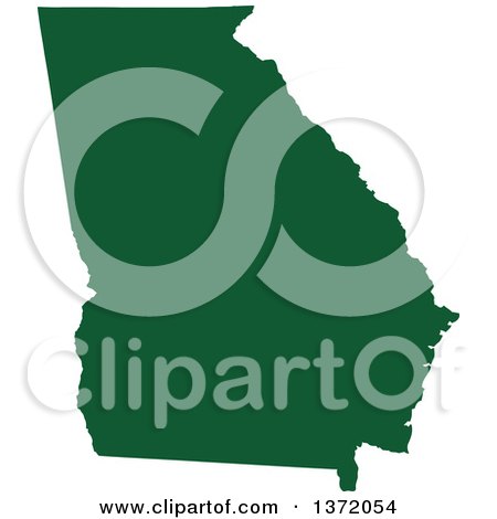 Clipart of a Dark Green Silhouetted Map Shape of the State of Georgia, United States - Royalty Free Vector Illustration by Jamers