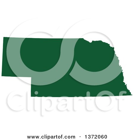 Clipart of a Dark Green Silhouetted Map Shape of the State of Nebraska, United States - Royalty Free Vector Illustration by Jamers