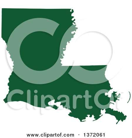 Clipart of a Dark Green Silhouetted Map Shape of the State of Louisiana, United States - Royalty Free Vector Illustration by Jamers