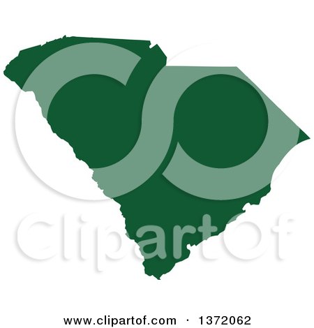 Clipart of a Dark Green Silhouetted Map Shape of the State of South Carolina, United States - Royalty Free Vector Illustration by Jamers