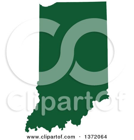 Clipart of a Dark Green Silhouetted Map Shape of the State of Indiana, United States - Royalty Free Vector Illustration by Jamers