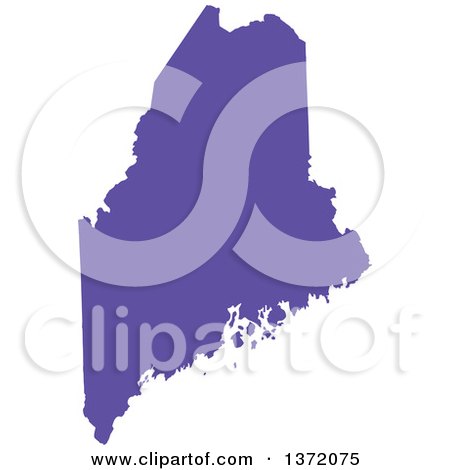 Clipart of a Purple Silhouetted Map Shape of the State of Maine, United States - Royalty Free Vector Illustration by Jamers