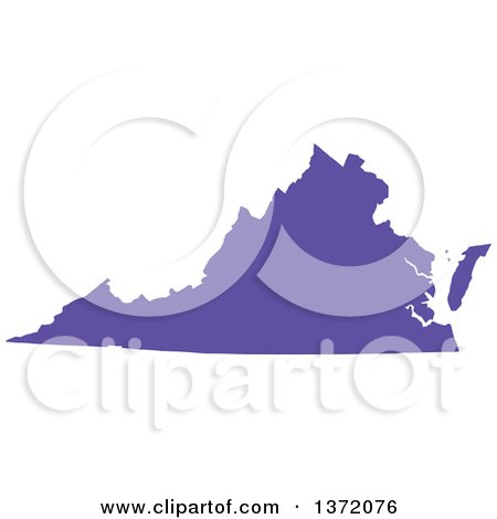 Clipart of a Purple Silhouetted Map Shape of the State of Virginia, United States - Royalty Free Vector Illustration by Jamers