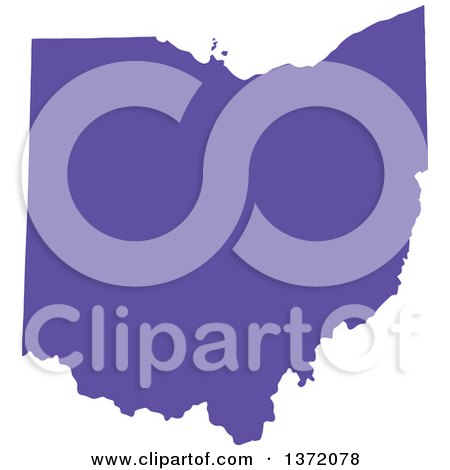 Clipart of a Purple Silhouetted Map Shape of the State of Ohio, United States - Royalty Free Vector Illustration by Jamers