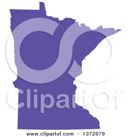 Clipart of a Purple Silhouetted Map Shape of the State of Minnesota, United States - Royalty Free Vector Illustration by Jamers