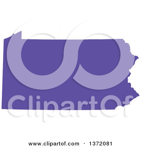 Clipart of a Purple Silhouetted Map Shape of the State of Pennsylvania, United States - Royalty Free Vector Illustration by Jamers