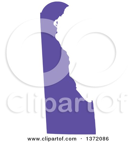 Clipart of a Purple Silhouetted Map Shape of the State of Delaware, United States - Royalty Free Vector Illustration by Jamers