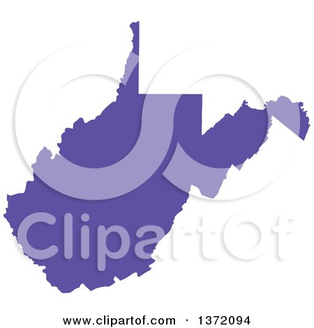 Clipart of a Purple Silhouetted Map Shape of the State of West Virginia, United States - Royalty Free Vector Illustration by Jamers
