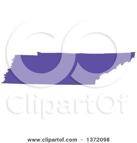 Clipart of a Purple Silhouetted Map Shape of the State of Tennessee, United States - Royalty Free Vector Illustration by Jamers