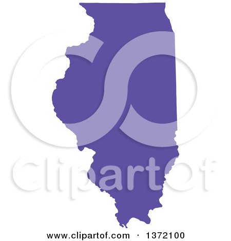 Clipart of a Purple Silhouetted Map Shape of the State of Illinois, United States - Royalty Free Vector Illustration by Jamers