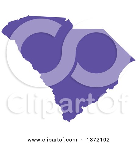 Clipart of a Purple Silhouetted Map Shape of the State of South Carolina, United States - Royalty Free Vector Illustration by Jamers