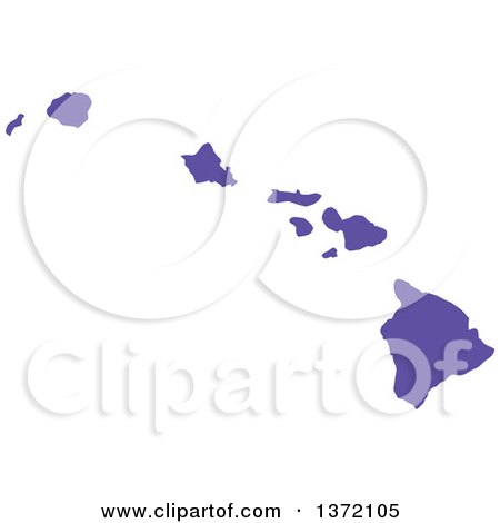 Clipart of a Purple Silhouetted Map Shape of the State of Hawaii, United States - Royalty Free Vector Illustration by Jamers