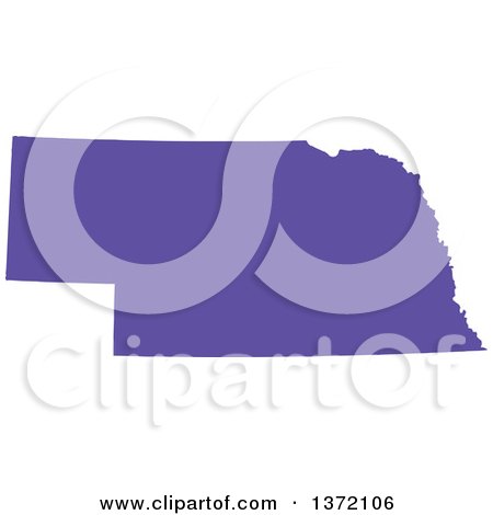 Clipart of a Purple Silhouetted Map Shape of the State of Nebraska, United States - Royalty Free Vector Illustration by Jamers