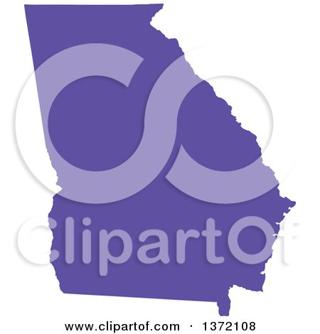 Clipart of a Purple Silhouetted Map Shape of the State of Georgia, United States - Royalty Free Vector Illustration by Jamers