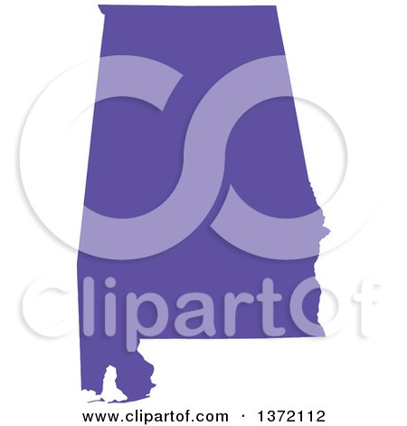 Clipart of a Purple Silhouetted Map Shape of the State of Alabama, United States - Royalty Free Vector Illustration by Jamers