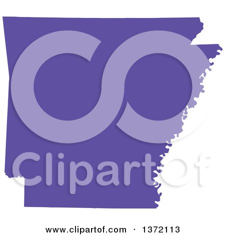 Clipart of a Purple Silhouetted Map Shape of the State of Arkansas, United States - Royalty Free Vector Illustration by Jamers
