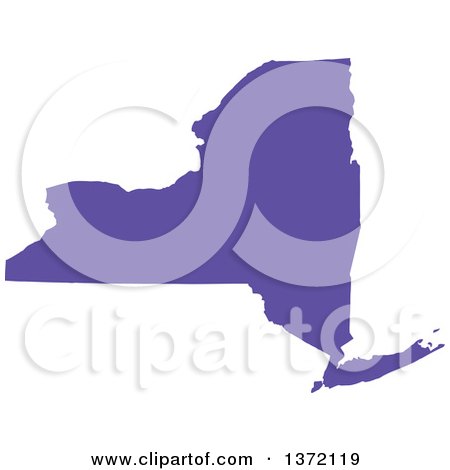 Clipart of a Purple Silhouetted Map Shape of the State of New York, United States - Royalty Free Vector Illustration by Jamers