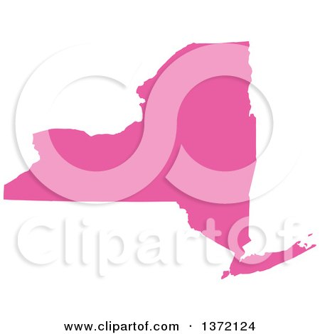 Clipart of a Pink Silhouetted Map Shape of the State of New York, United States - Royalty Free Vector Illustration by Jamers