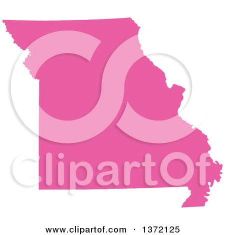 Clipart of a Pink Silhouetted Map Shape of the State of Missouri, United States - Royalty Free Vector Illustration by Jamers
