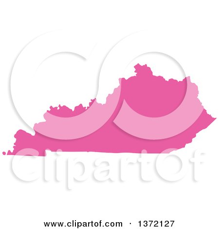 Clipart of a Pink Silhouetted Map Shape of the State of Kentucky, United States - Royalty Free Vector Illustration by Jamers