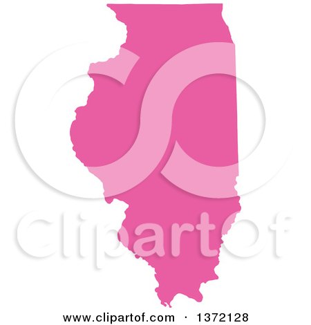 Clipart of a Pink Silhouetted Map Shape of the State of Illinois, United States - Royalty Free Vector Illustration by Jamers