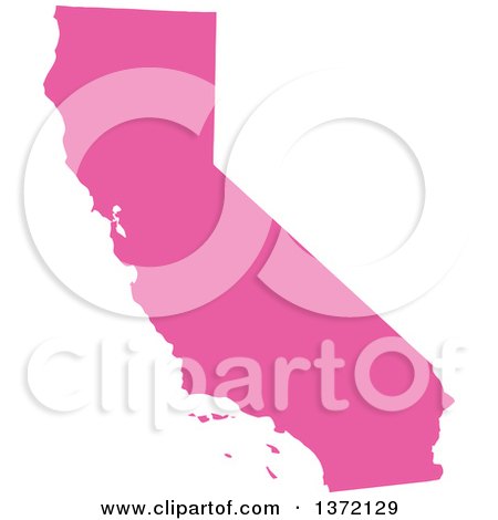 Clipart of a Pink Silhouetted Map Shape of the State of California, United States - Royalty Free Vector Illustration by Jamers