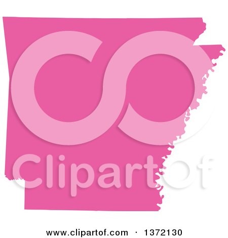 Clipart of a Pink Silhouetted Map Shape of the State of Arkansas, United States - Royalty Free Vector Illustration by Jamers