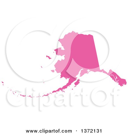 Clipart of a Pink Silhouetted Map Shape of the State of Alaska, United States - Royalty Free Vector Illustration by Jamers