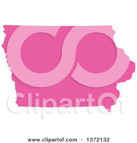 Clipart of a Pink Silhouetted Map Shape of the State of Iowa, United States - Royalty Free Vector Illustration by Jamers
