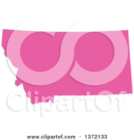 Clipart of a Pink Silhouetted Map Shape of the State of Montana, United States - Royalty Free Vector Illustration by Jamers