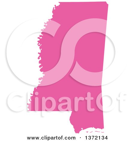 Clipart of a Pink Silhouetted Map Shape of the State of Mississippi, United States - Royalty Free Vector Illustration by Jamers