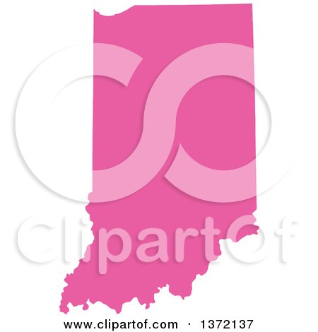 Clipart of a Pink Silhouetted Map Shape of the State of Indiana, United States - Royalty Free Vector Illustration by Jamers