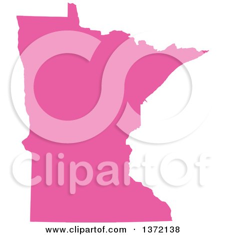 Clipart of a Pink Silhouetted Map Shape of the State of Minnesota, United States - Royalty Free Vector Illustration by Jamers