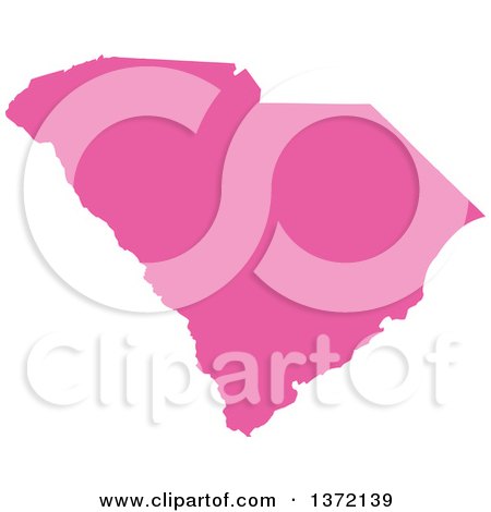 Clipart of a Pink Silhouetted Map Shape of the State of South Carolina, United States - Royalty Free Vector Illustration by Jamers