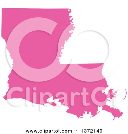 Clipart of a Pink Silhouetted Map Shape of the State of Louisiana, United States - Royalty Free Vector Illustration by Jamers