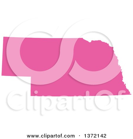 Clipart of a Pink Silhouetted Map Shape of the State of Nebraska, United States - Royalty Free Vector Illustration by Jamers