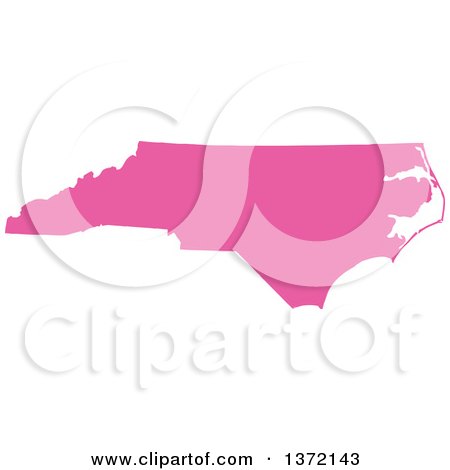 Clipart of a Pink Silhouetted Map Shape of the State of North Carolina, United States - Royalty Free Vector Illustration by Jamers