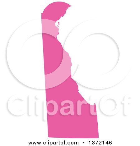 Clipart of a Pink Silhouetted Map Shape of the State of Delaware, United States - Royalty Free Vector Illustration by Jamers