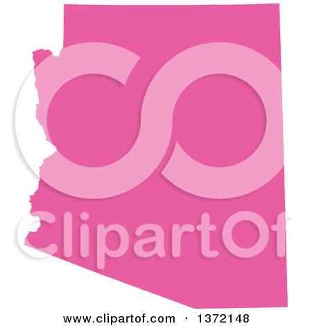 Clipart of a Pink Silhouetted Map Shape of the State of Arizona, United States - Royalty Free Vector Illustration by Jamers