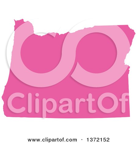 Clipart of a Pink Silhouetted Map Shape of the State of Oregon, United States - Royalty Free Vector Illustration by Jamers