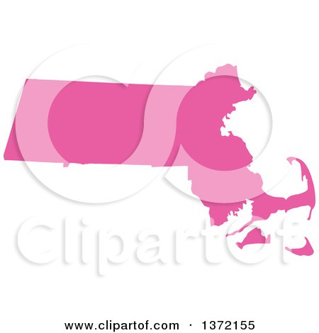 Clipart of a Pink Silhouetted Map Shape of the State of Massachusetts, United States - Royalty Free Vector Illustration by Jamers