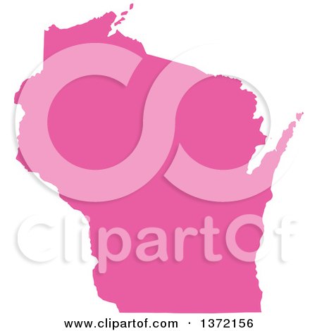 Clipart of a Pink Silhouetted Map Shape of the State of Wisconsin, United States - Royalty Free Vector Illustration by Jamers