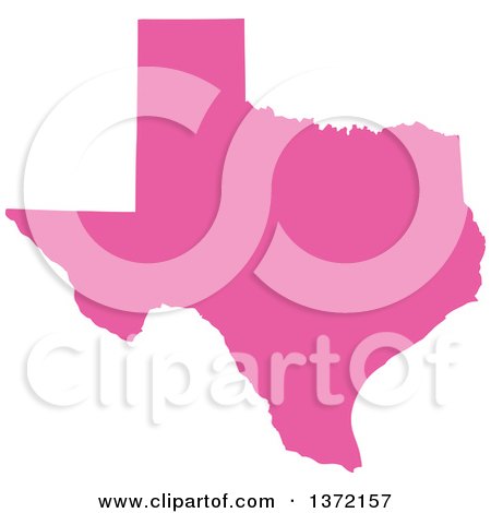 Clipart of a Pink Silhouetted Map Shape of the State of Texas, United States - Royalty Free Vector Illustration by Jamers